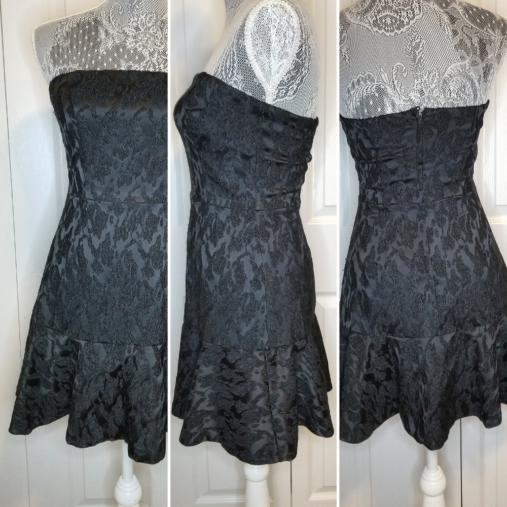 Black strapless mini cocktail dress